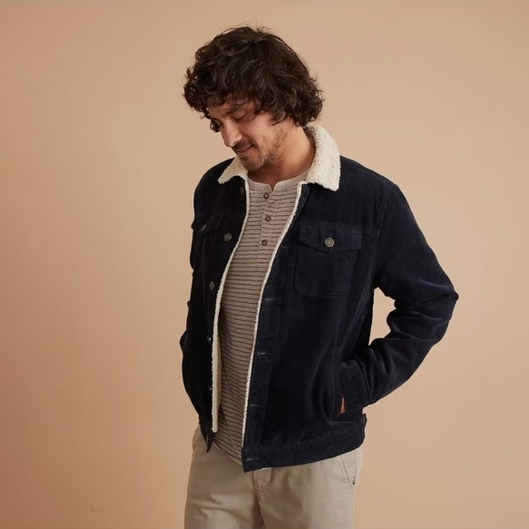 Marine LayerBoise Cord Sherpa Trucker in Sky Captain - Picture 3 of 9